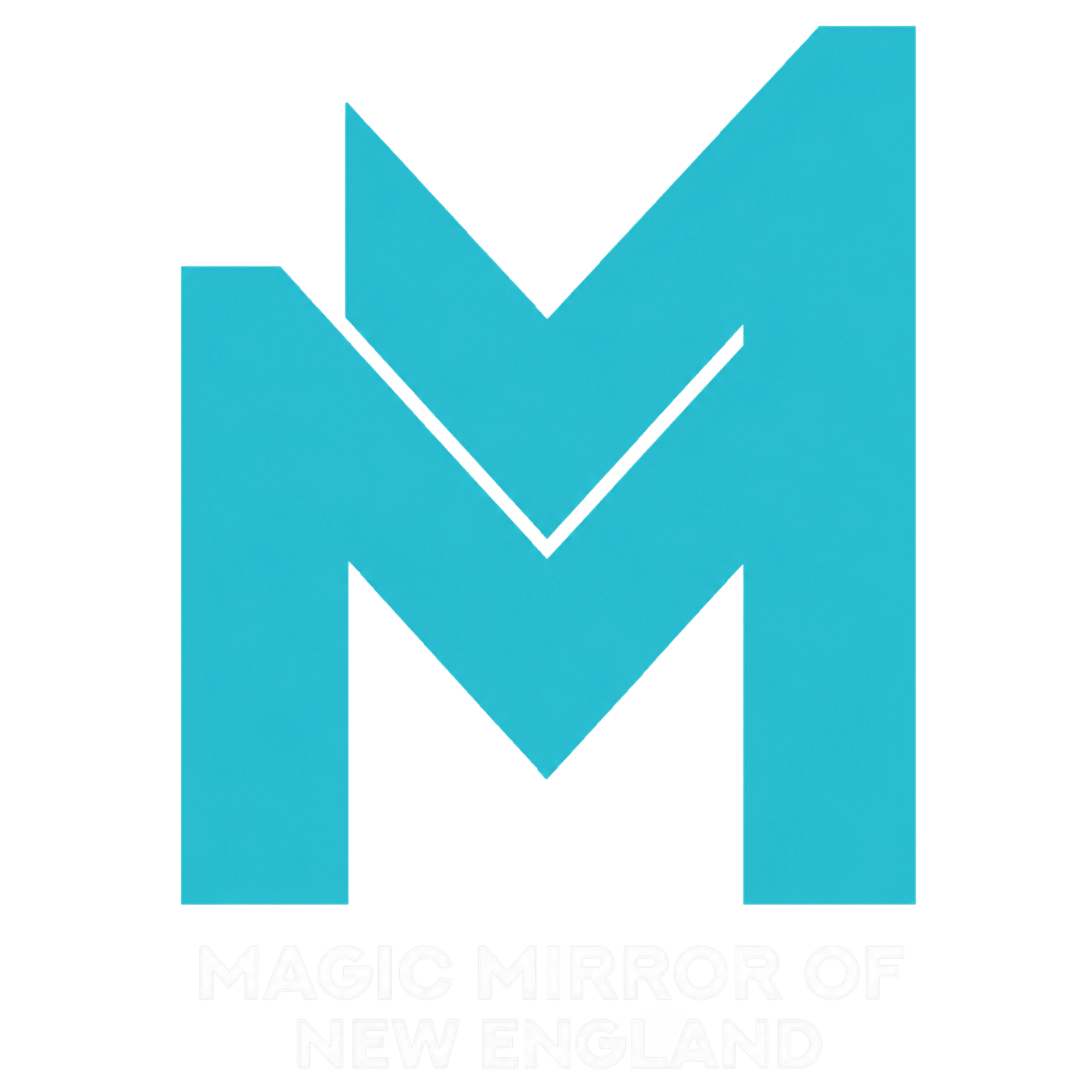 Magic Mirror of New England logo featuring a stylized blue letter "M" and the brand name below, representing a photo booth rental service for weddings and events in New Hampshire.